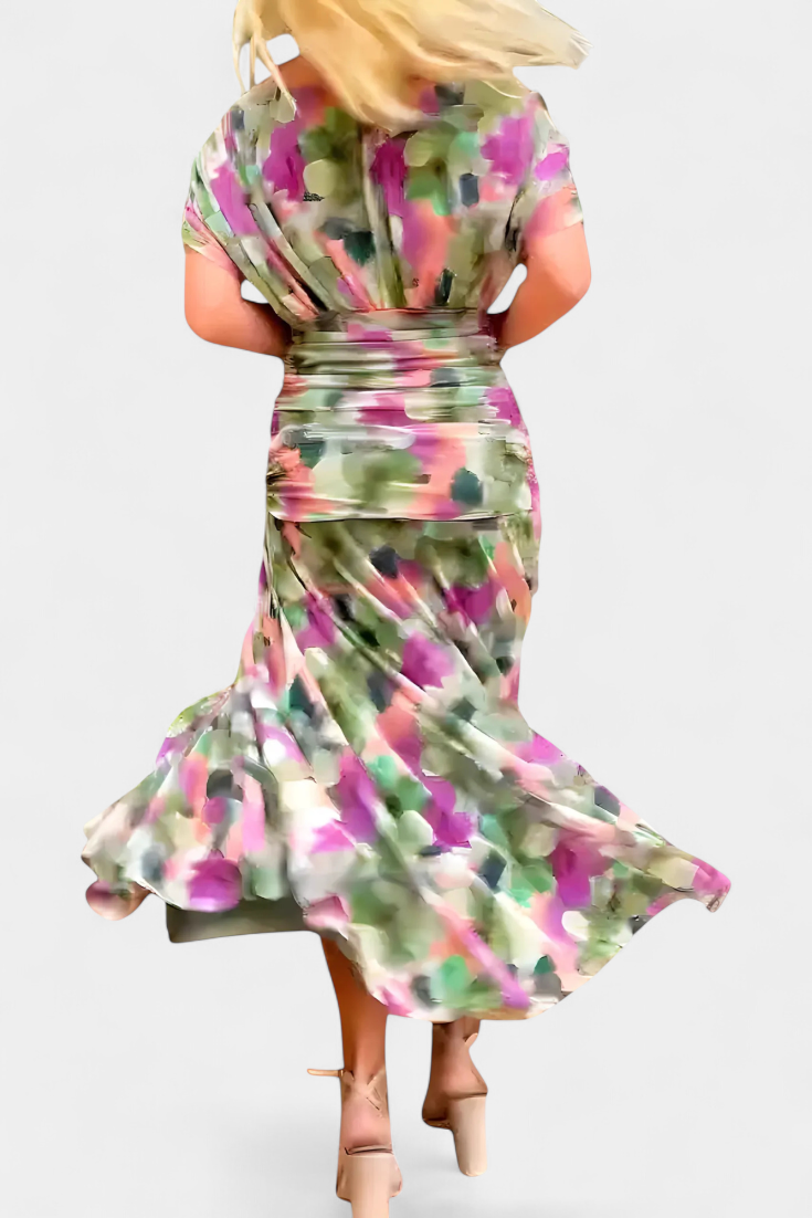 Claire™ | Elegant Long Floral V-Neck Flow Dress
