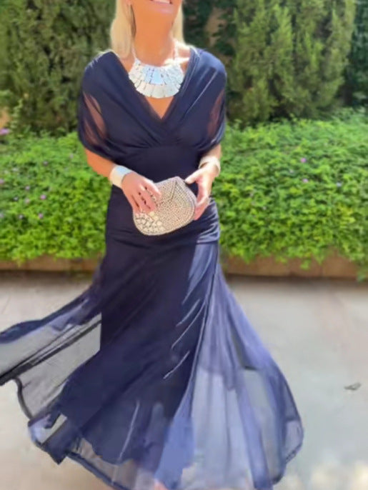 Claire™ | Elegant Long Floral V-Neck Flow Dress