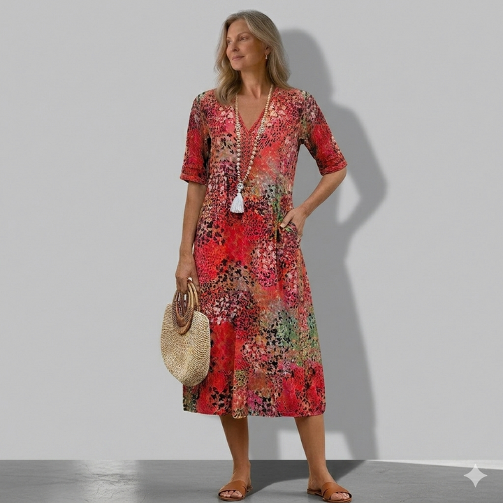 Rachel Vibrant Midi Dress