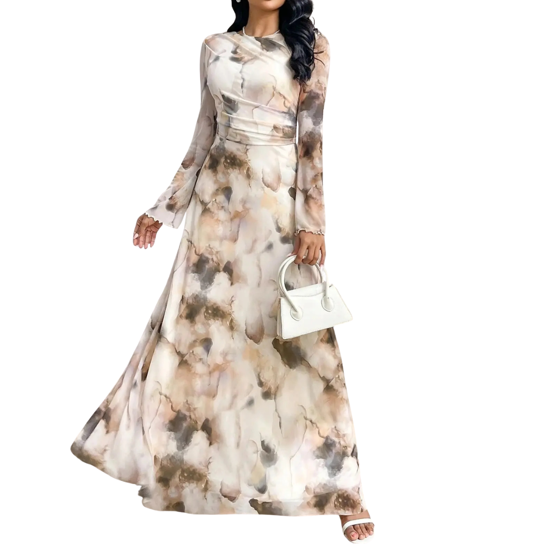 Celina™ – Tie-Dye Mesh Print Elegance Dress