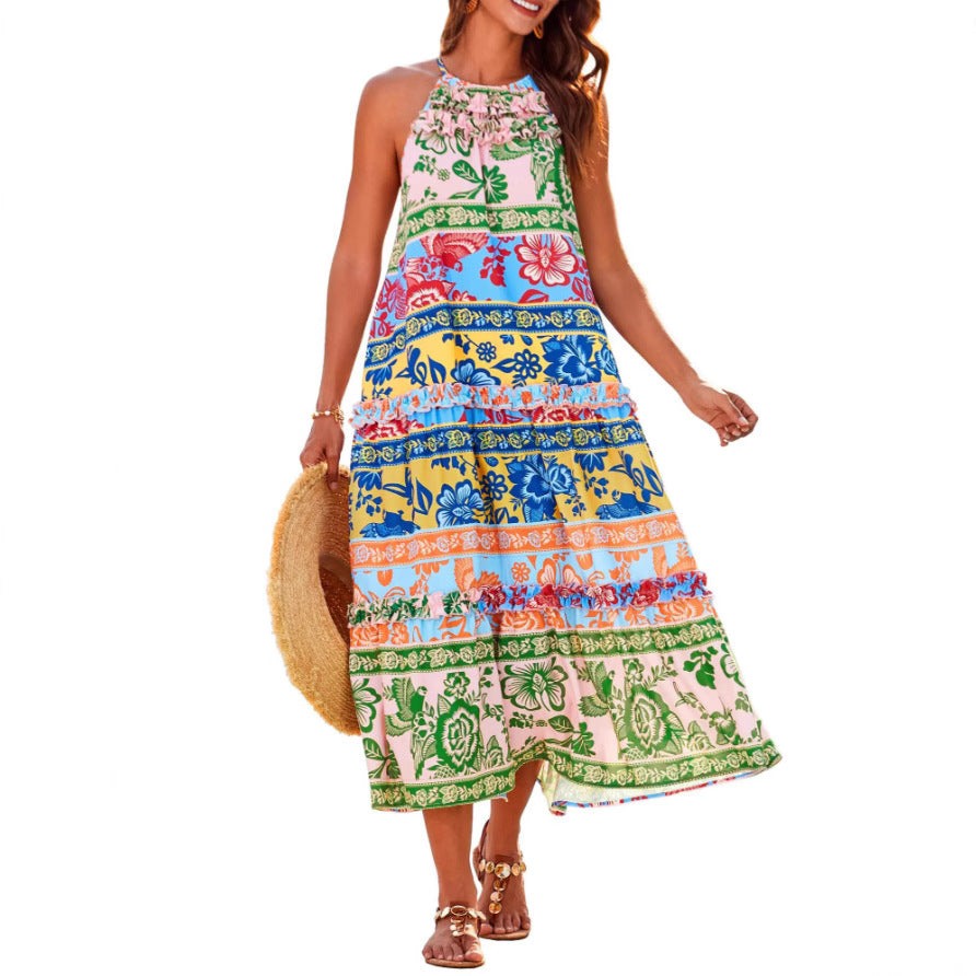 Felicia™ – Chic Boho Halter Tiered Maxi Dress