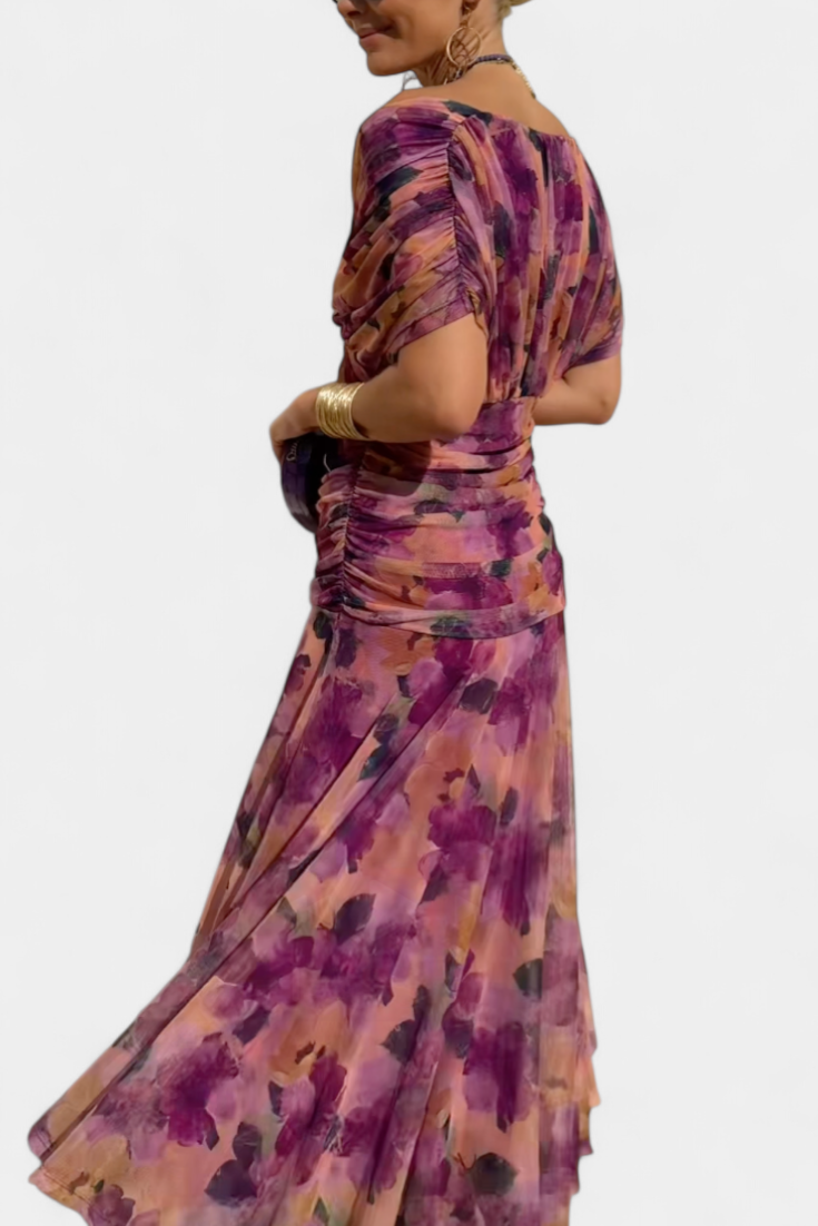 Claire™ | Elegant Long Floral V-Neck Flow Dress