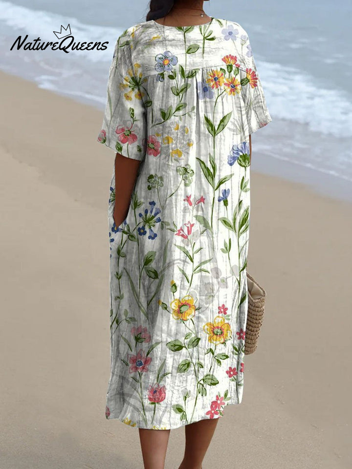Lucy Vintage Floral Casual Flowing Dress