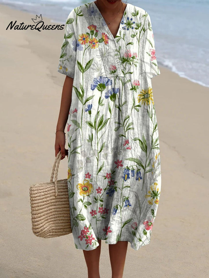 Lucy Vintage Floral Casual Flowing Dress