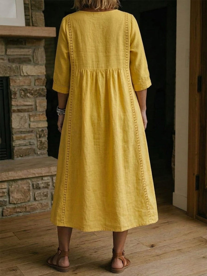 Lilian™ Lace-Trim Linen Midi